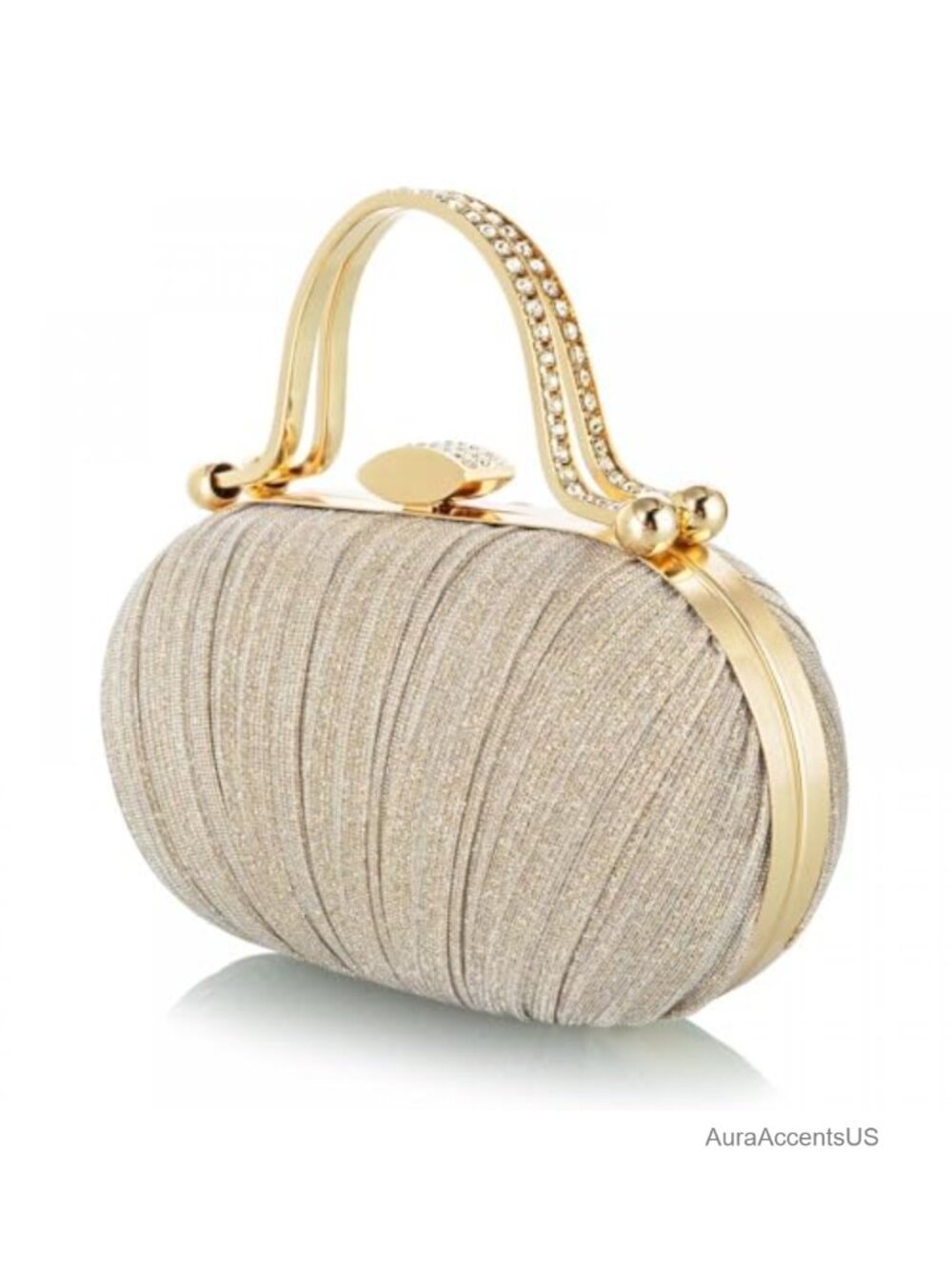 Glitter Ruched Evening Clutch with 2 Chain Straps Formal Bag